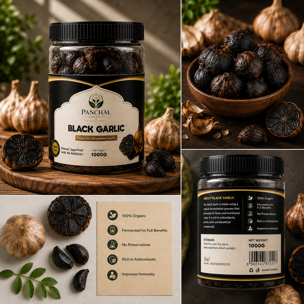 Panchal Organic Premium Fermented Black Garlic 1000G (1kg)